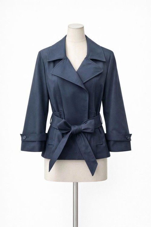 CROPPED TRENCH COAT W/ BACK STORM