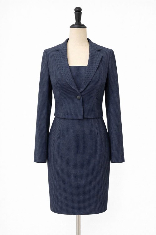 Women’s Elegant Dress & Cropped Blazer Set