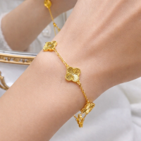 Gold Plated Clover Bracelet for Women