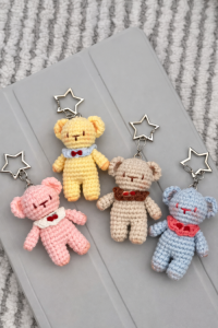 Handmade Crochet Teddy Bear Keychain